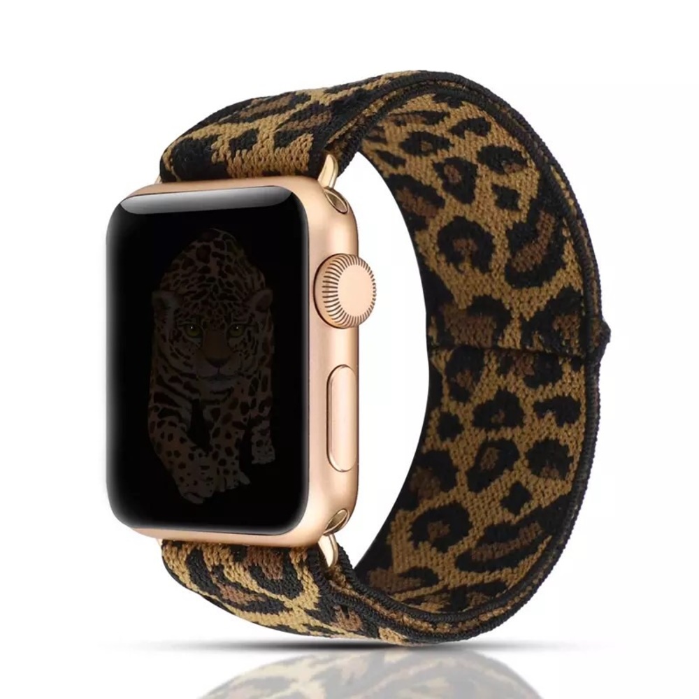 Leopard print elastic cloth Apple Watch band new